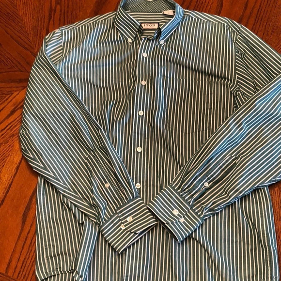 IZOD Button Down Striped Dress Shirt Medium - Picture 1 of 3
